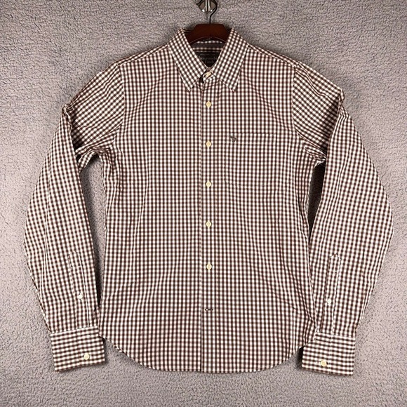 Abercrombie & Fitch Other - Abercrombie & Fitch Muscle Fit Shirt Mens Medium Brown White Gingham Button Up